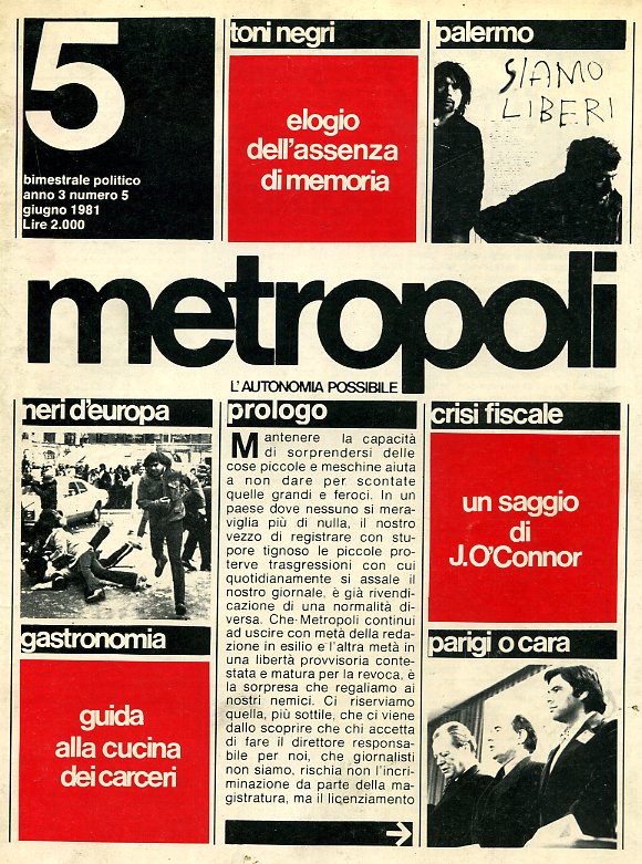 Rivista «Metropoli», da Pre-print a Re-print - Micciacorta